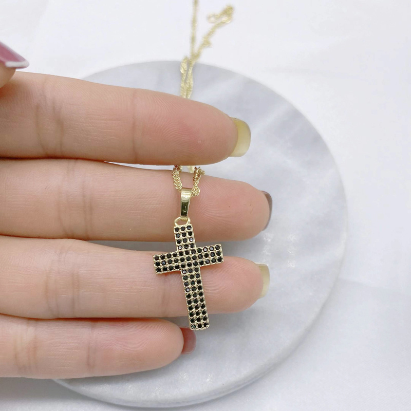 Custom Jewelry Making Trendy Design Color Zircon Cross Pendants For Necklace Bracelets Handmade