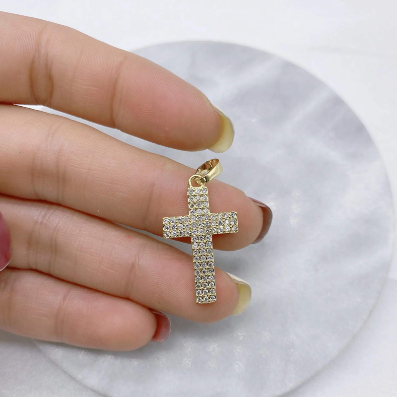 Custom Jewelry Making Trendy Design Color Zircon Cross Pendants For Necklace Bracelets Handmade