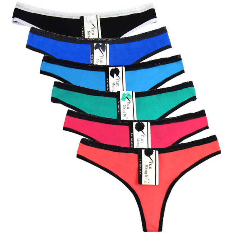 Yun Meng Ni Hot Sale Women Sexy Knickers Pure Color Cotton Thongs Mature Ladies Thongs