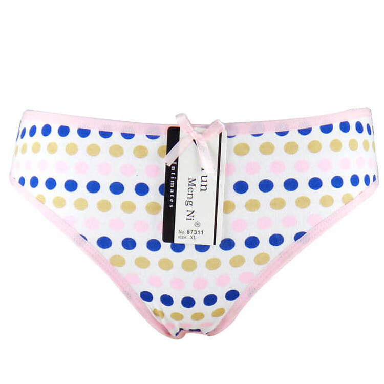 Yun Meng Ni Underwear New Style Thongs Cute Dot Printing New Cotton Girls Panty Thongs