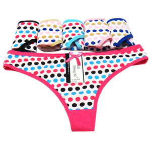 Yun Meng Ni Underwear New Style Thongs Cute Dot Printing New Cotton Girls Panty Thongs