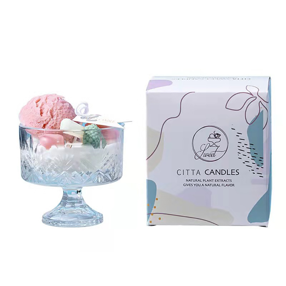 2023 New Design  Ice Cream Mousse Cup Bowl Aromatherapy Scented Candle Wholesale Dessert Novelty candle for wedding party cute