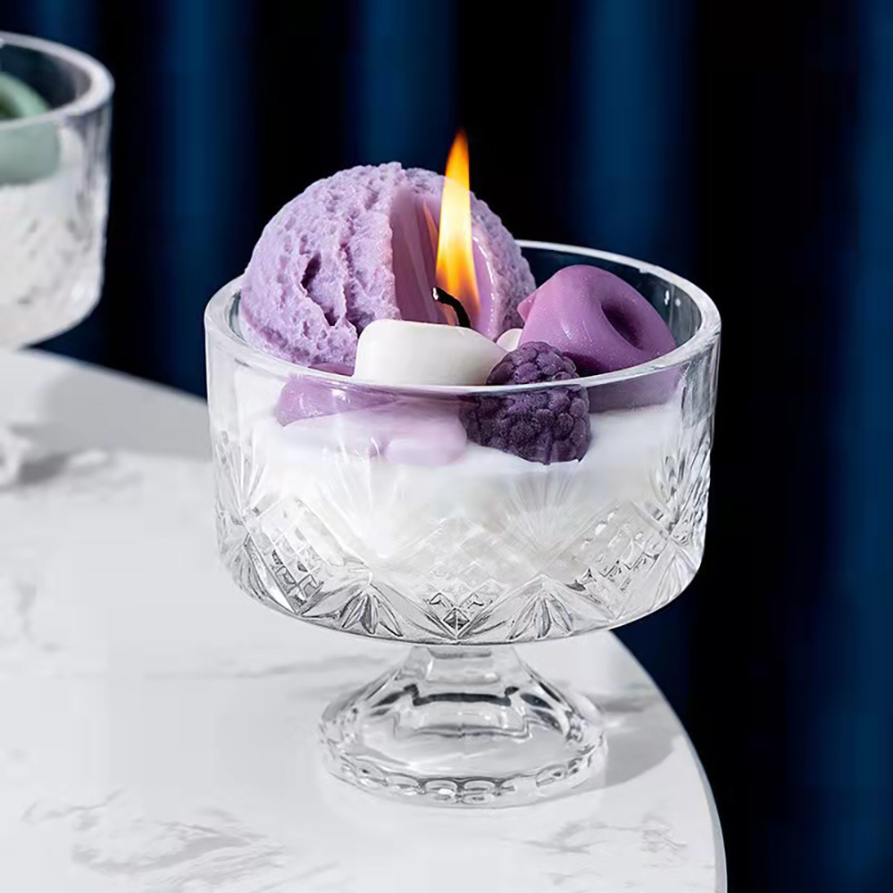 2023 New Design  Ice Cream Mousse Cup Bowl Aromatherapy Scented Candle Wholesale Dessert Novelty candle for wedding party cute