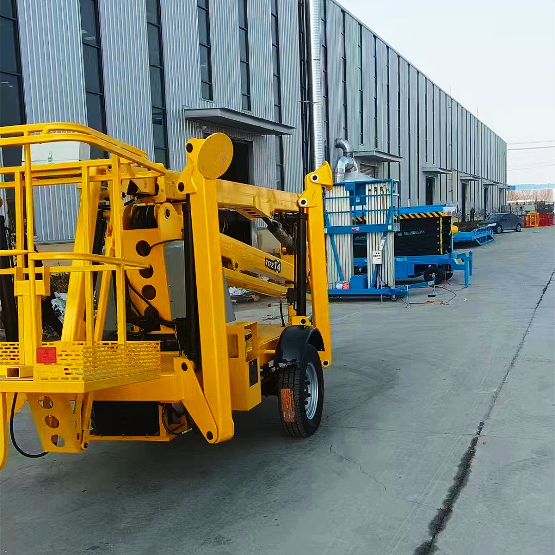 Anti-skid Work Platform 360 rotation Cherry Picker Trailer Hydraulic Articulated Towable Boom Lift Platform For Sale