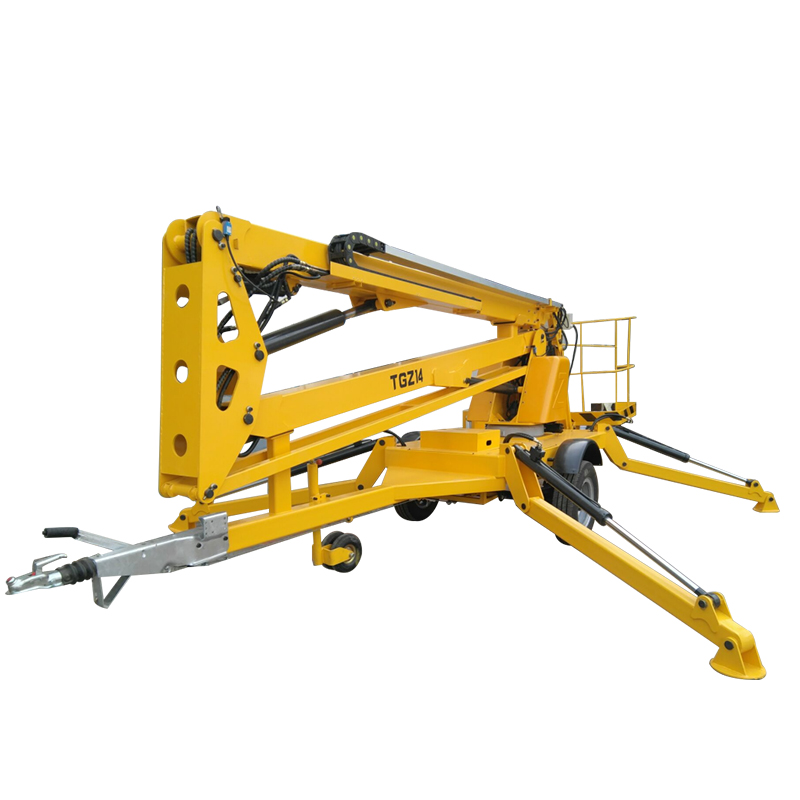 Anti-skid Work Platform 360 rotation Cherry Picker Trailer Hydraulic Articulated Towable Boom Lift Platform For Sale