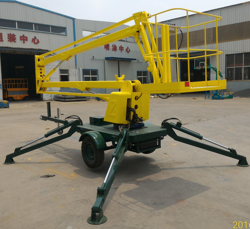 Anti-skid Work Platform 360 rotation Cherry Picker Trailer Hydraulic Articulated Towable Boom Lift Platform For Sale