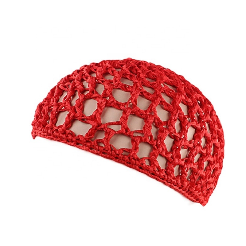 Wholesale Women's Soft breathable hair net hat handmade crocheted nightcap net mesh pocket solid mesh hat