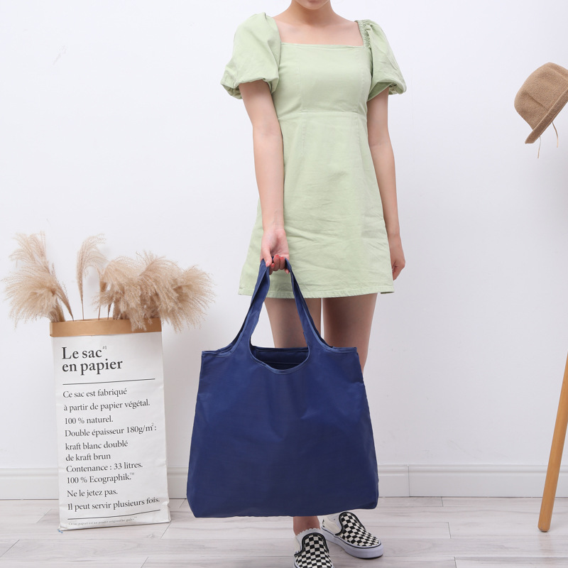 Reusable Eco Shopping Bag Tote Waterproof Oxford Shopper Portable Large Capacity Shoulder Handbag Folding Grocery Bag with Pouch