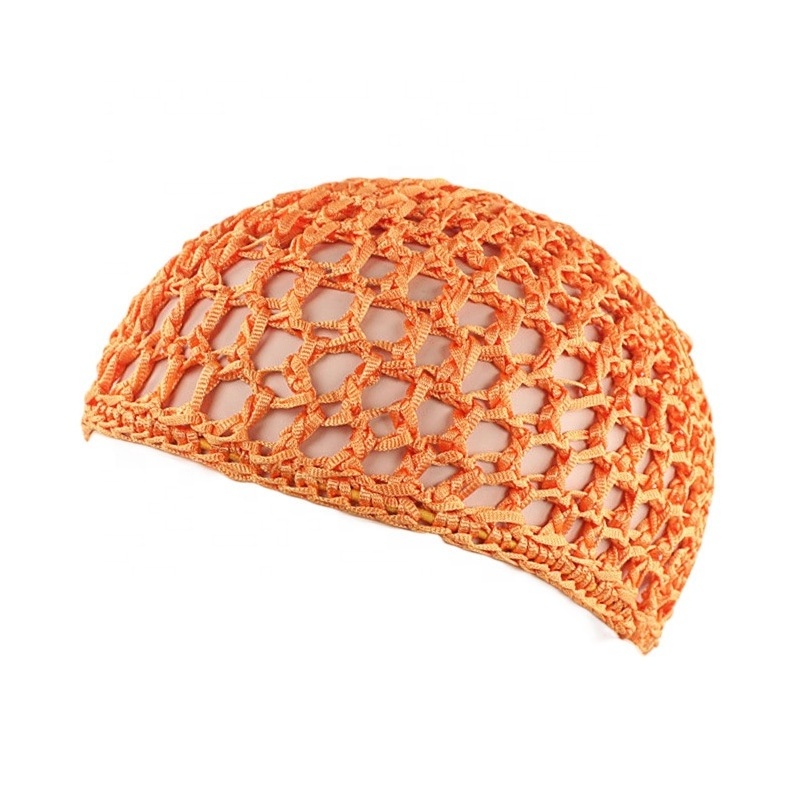 Wholesale Women's Soft breathable hair net hat handmade crocheted nightcap net mesh pocket solid mesh hat