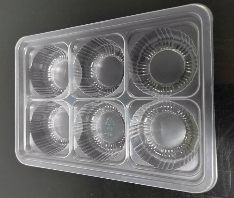 6 cavity blister transparent PP plastic food divider tray packaging box vacuum forming insert disposable frozen dumpling trays