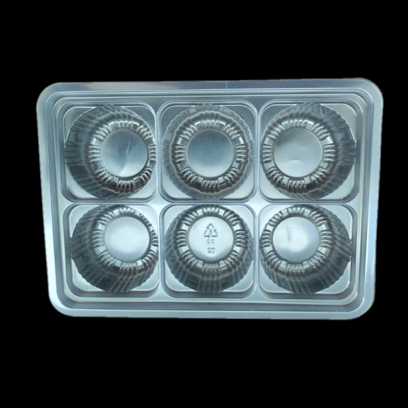 6 cavity blister transparent PP plastic food divider tray packaging box vacuum forming insert disposable frozen dumpling trays