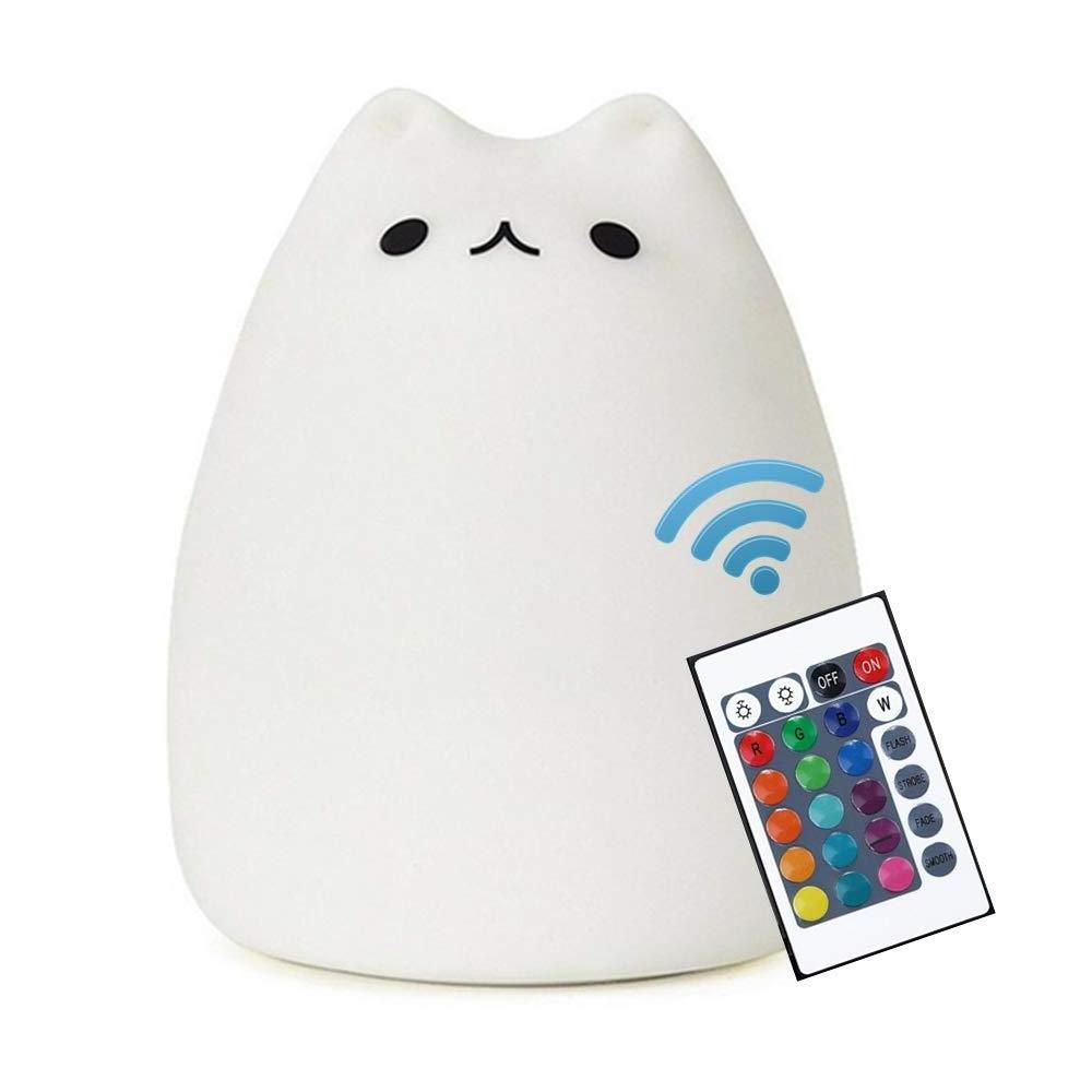 Children Toy Gift Animal  Led Light Colorful Cat Silicone Lamp with Remote Control Color Change Night Light