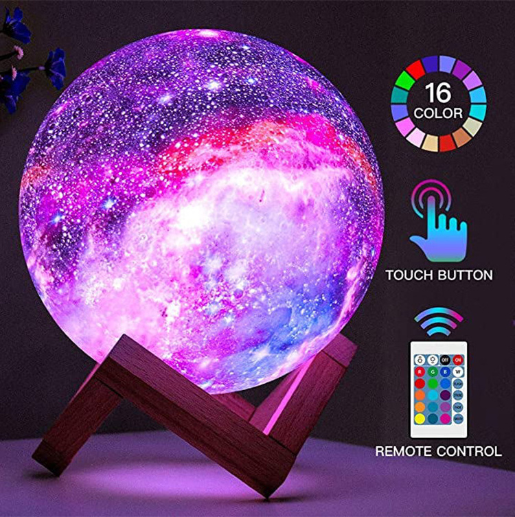 Cheap Smart Touch 3D Custom Diy Printing Photo Led Full Moon Globe Night Light 16 Color Changing Rgb Galaxy Lunar Lamp For Room