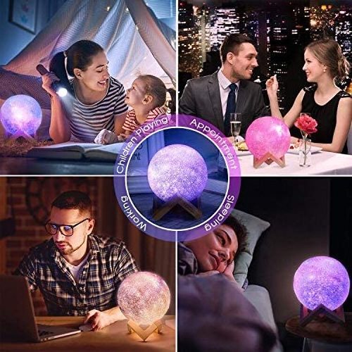 Cheap Smart Touch 3D Custom Diy Printing Photo Led Full Moon Globe Night Light 16 Color Changing Rgb Galaxy Lunar Lamp For Room