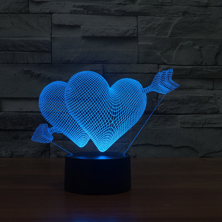 Touch Sensor 7 Color Changing 3D Acrylic Led Night Light Lamp Valentine Day Gifts Illusion Nightlight