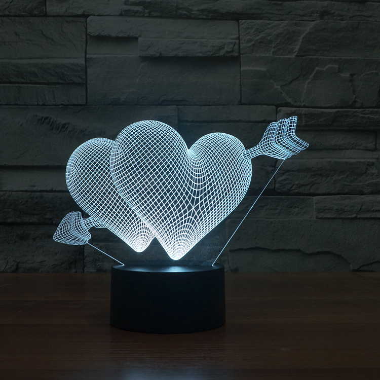 Touch Sensor 7 Color Changing 3D Acrylic Led Night Light Lamp Valentine Day Gifts Illusion Nightlight