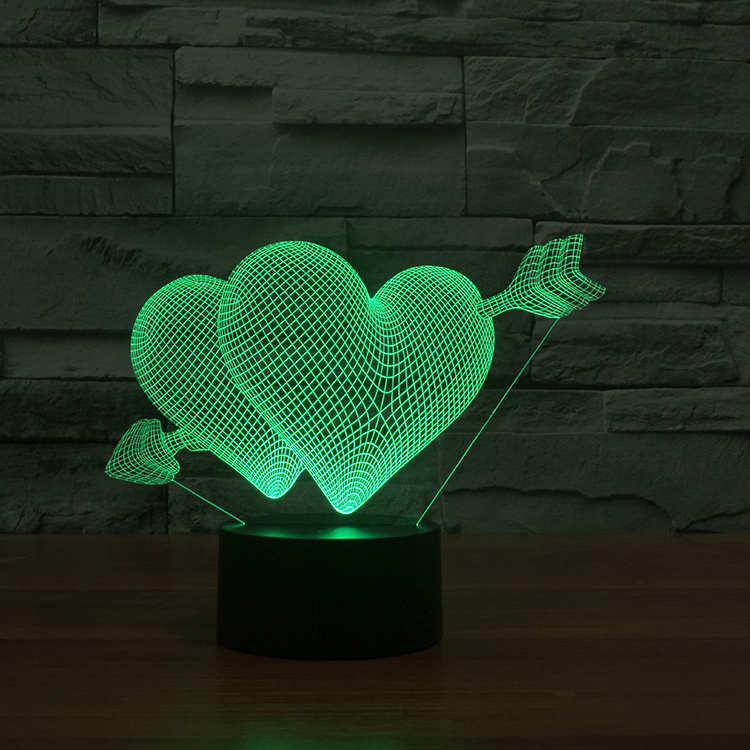 Touch Sensor 7 Color Changing 3D Acrylic Led Night Light Lamp Valentine Day Gifts Illusion Nightlight