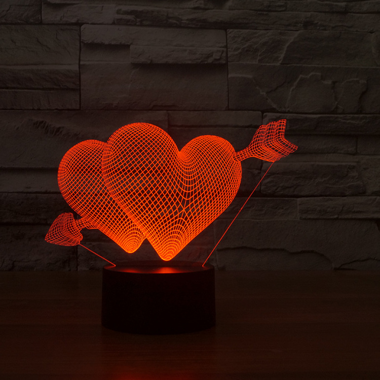 Touch Sensor 7 Color Changing 3D Acrylic Led Night Light Lamp Valentine Day Gifts Illusion Nightlight