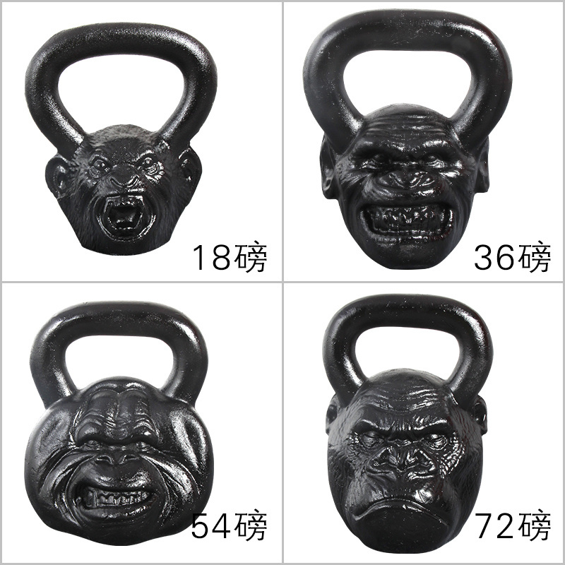 Hot Sale Gym Equipment Monkey Head Kettlebell Fitness Exercise Black Cast Iron Kettlebell Set