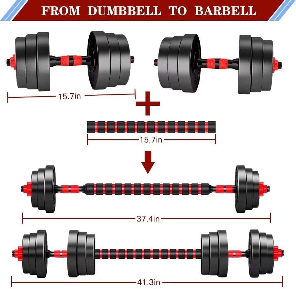 Adjustable-Dumbbells-Sets, 20/30/40/60/80lbs Free Weights-Dumbbells Set of 2 Convertible To Barbell A Pair of Lightweight for Ho