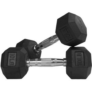 In stock competitive price black rubber coated hex dumbbells gym fitness sets dumbbell set pesas