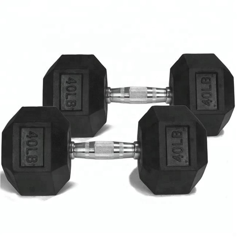 In stock competitive price black rubber coated hex dumbbells gym fitness sets dumbbell set pesas