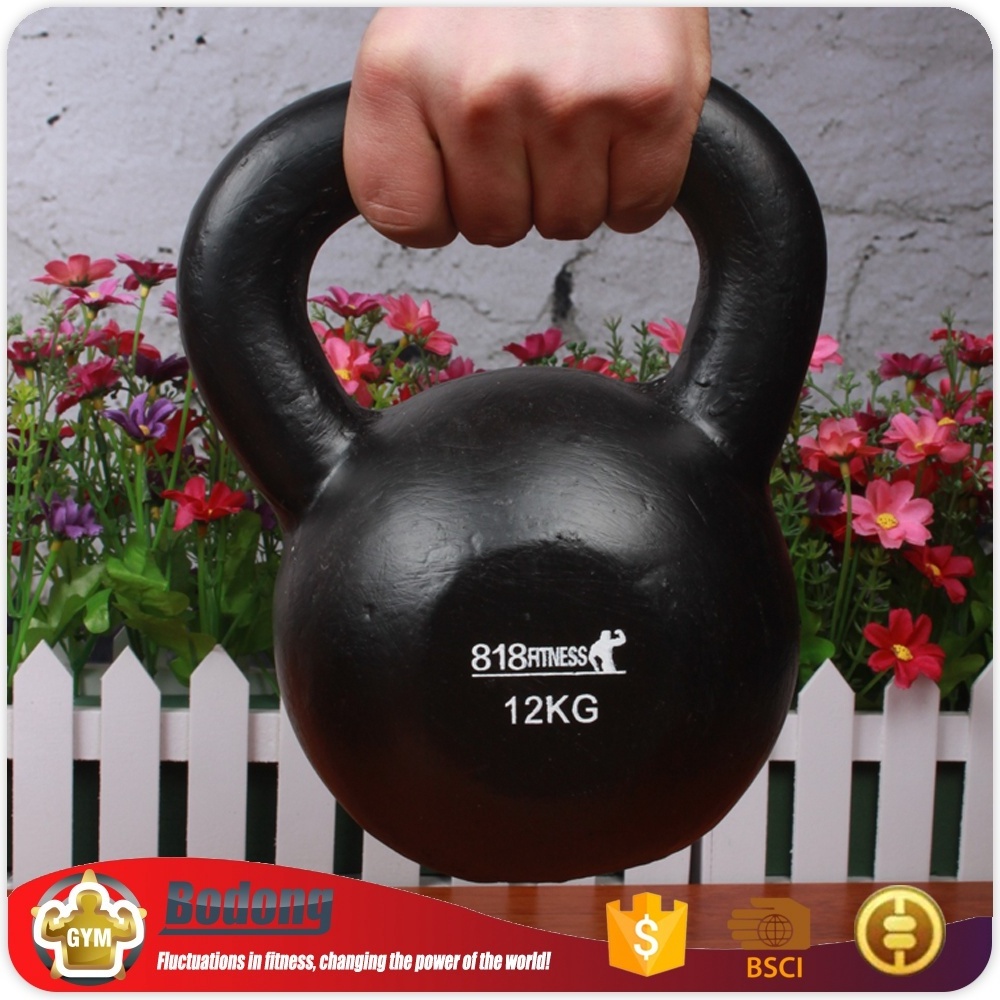 Gym Kettlebell Weight Yoga Fitness cast iron custom logo kettlebells with grip Gravity Black Cast Iron Powder Coated Kettlebell