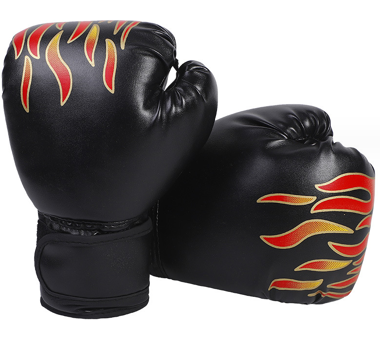 fitness Flame pattern boxing gloves pu boxing gym gloves strike punch bag for strength training