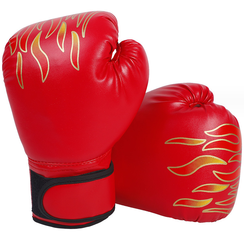 fitness Flame pattern boxing gloves pu boxing gym gloves strike punch bag for strength training