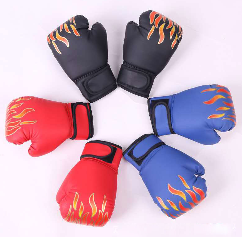 fitness Flame pattern boxing gloves pu boxing gym gloves strike punch bag for strength training