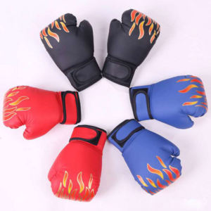 fitness Flame pattern boxing gloves pu boxing gym gloves strike punch bag for strength training