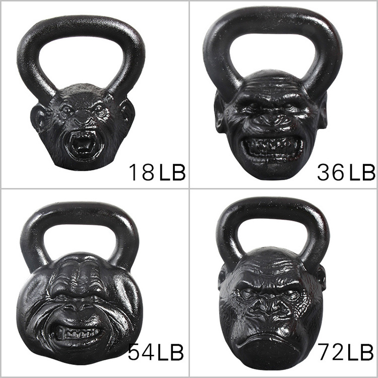 Fitness gym equipment free weights kettle bell cast iron kettlebell  monkey head kettlebell for strength traini