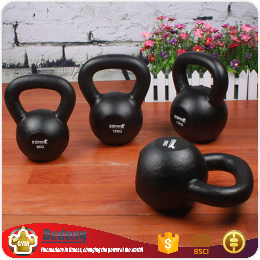 Gym Kettlebell Weight Yoga Fitness cast iron custom logo kettlebells with grip Gravity Black Cast Iron Powder Coated Kettlebell