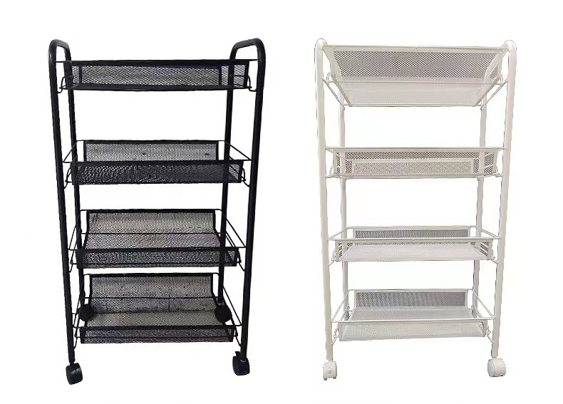 4 Tier Multi-functional Metal Color Storage Rack Hotel Room Service Trolley Household Bathroom Kitchen Trolley With Wheel