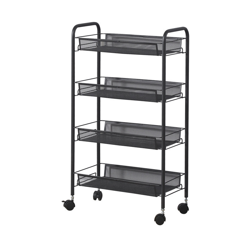 4 Tier Multi-functional Metal Color Storage Rack Hotel Room Service Trolley Household Bathroom Kitchen Trolley With Wheel