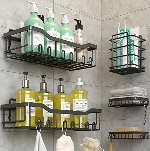 Large Capacity Rustproof Stainless Steel No Drilling Shower Caddy Shelf for Inside