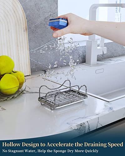 High Quality 304 Stainless Steel Sink Sponge Holder Movable Kitchen Sink Caddy for Countertop Organizer