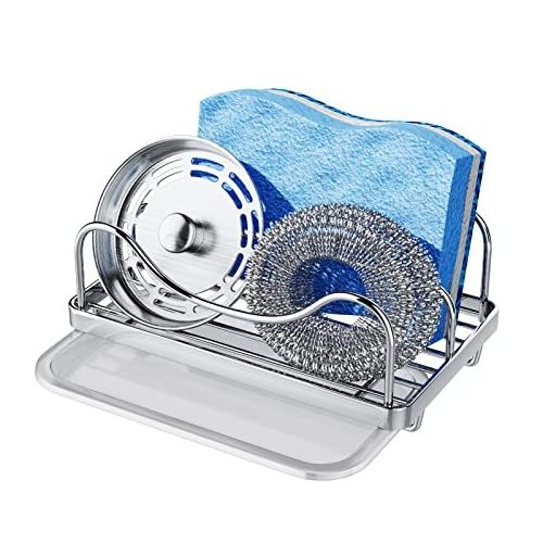 High Quality 304 Stainless Steel Sink Sponge Holder Movable Kitchen Sink Caddy for Countertop Organizer