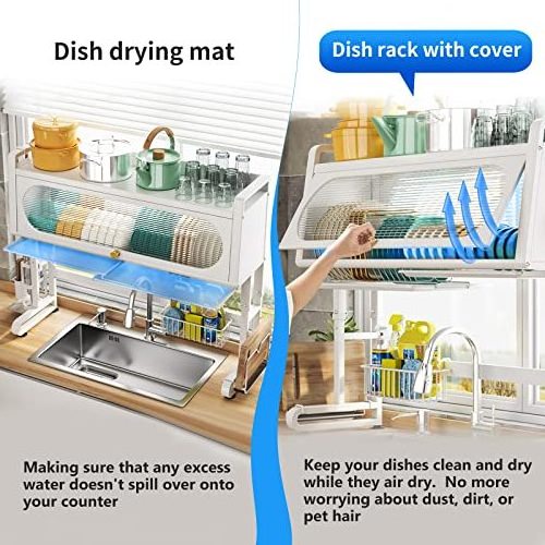 Adjustable 3 Tier Large Kitchen Sink Shelf Over the Counter Dish Rack Over the Sink Dish Drying Rack