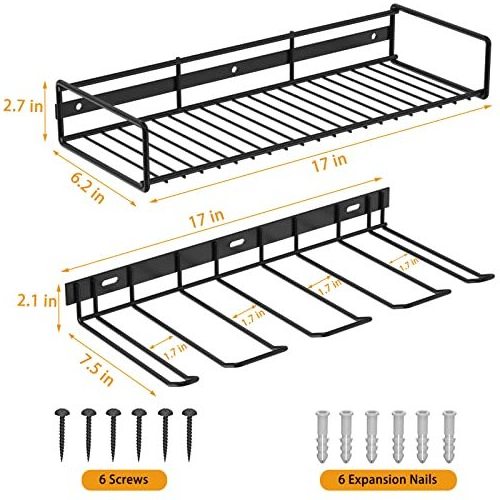 Metal Drill Storage Rack Power Tool Holder Organizer Wall Mount Heavy Duty Floating Tool Shelf for Workshop Shed Pegboard