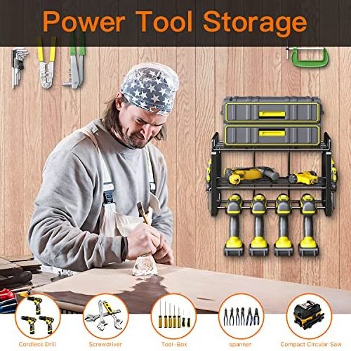 Power Tool Storage Rack Heavy Duty Floating Tool Shelves Cordless Drill Storage Rack Holder for Garage Organizers and Storage