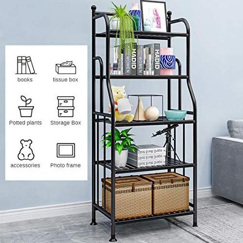 5 Tier Black Metal Storage Shelves Laundry Organizer Standing Shelf Units Shelving Unit Bakers Rack