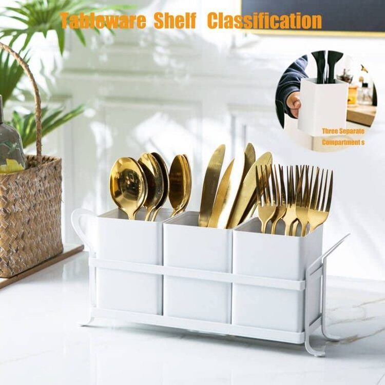 Metal Silverware Caddy Organizer Utensil Holder Flatware Caddy Cutlery Organizer for Kitchen Countertop