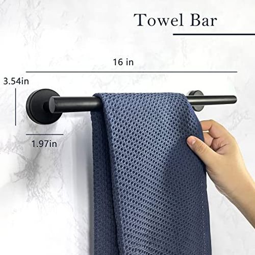 14 Pieces Matte Black Stainless Steel Wall Mounted Bathroom Accessories Set Towel Racks for Bathroom