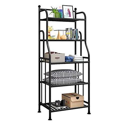 5 Tier Black Metal Storage Shelves Laundry Organizer Standing Shelf Units Shelving Unit Bakers Rack