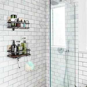 2 Pack Adhesive Shower Caddy No Drilling Rustproof Shower Organizer for Inside Shower Kitchen Storage