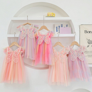 YUNNES Tulle Kids Clothing Butterfly Children Dresses Birthday Party Flower Girls Dresses for Wedding