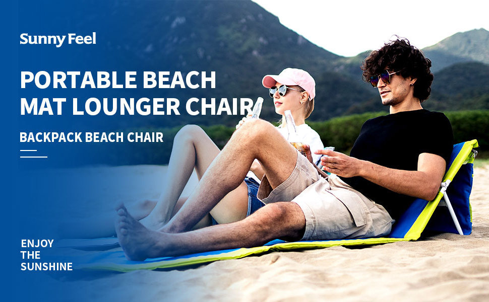 SunnyFeel PORTABLE BEACH MAT LOUNGER CHAIR & BACKPACK BEACH CHAIR