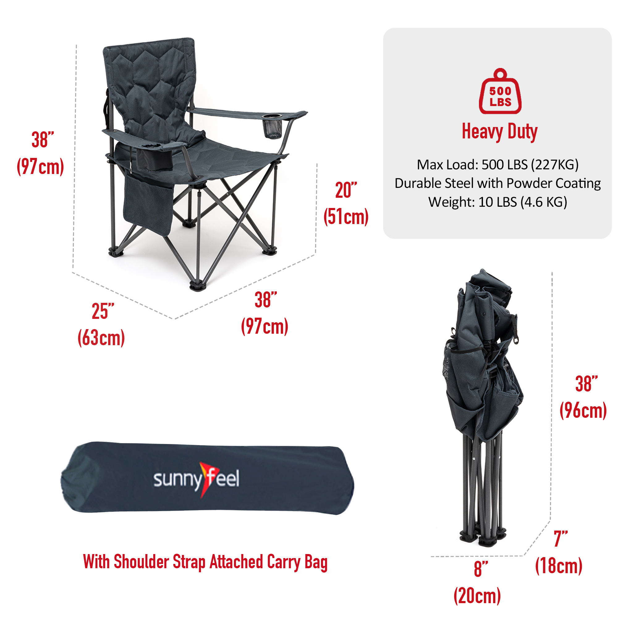 SunnyFeel Oversized folding lawn chair & camping chair