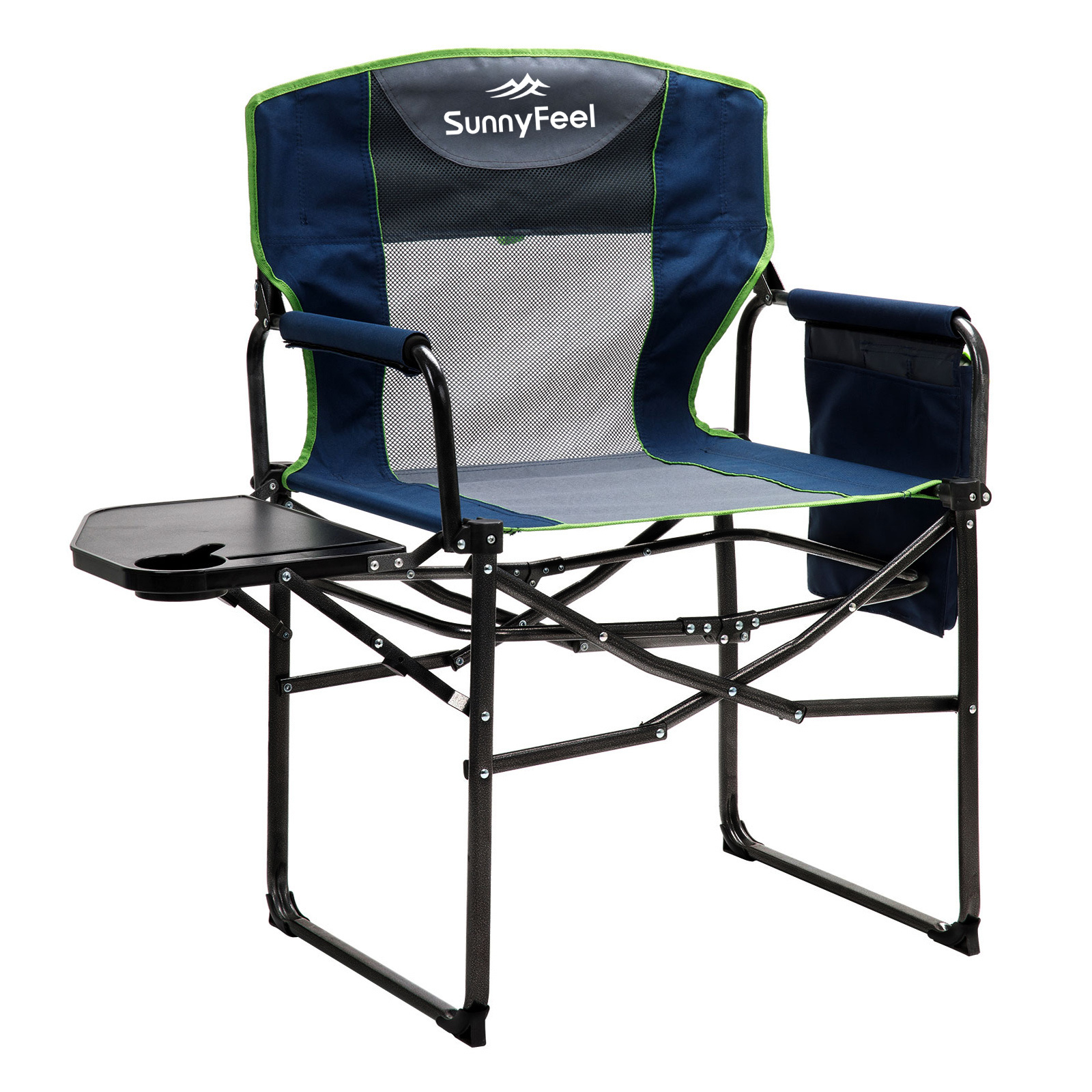 2024 Hot Sale SunnyFeel Oversized Camping Chair & Portable Folding Lawn Chair With Table For Camping Fishing Travel